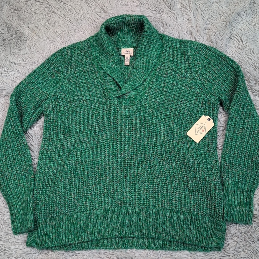St. John's Bay Sweater Womens L Green Wool Blend Super Soft Comfort Casual New